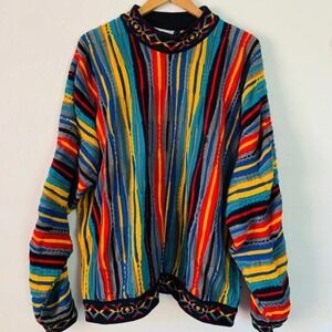 Coogi Australia Mens Multicolor Geometric Pattern Knit Sweater Size L Australia
